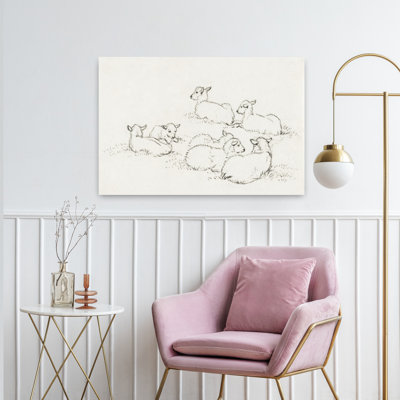 «Six Agneaux couchés», art mural rétro rétro