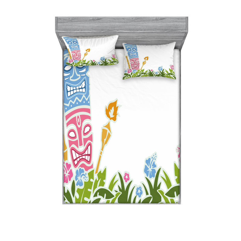 Microfiber Floral Sheet Set, Full/Double Sheet Set with Fitted Sheet