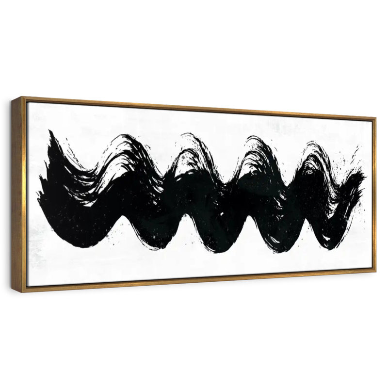 Vagues abstraites, Cadre flottant doré, 57 po x 19 po