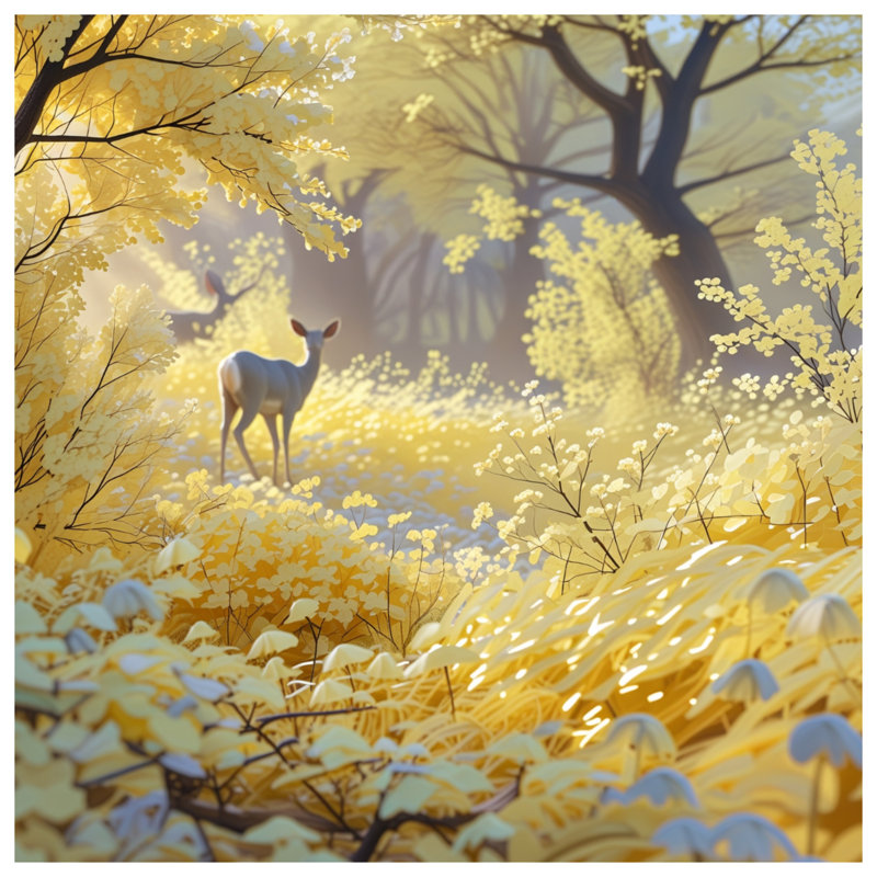 Édredon Yellow Forest Deer, Grand lit