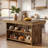 55" Farmhouse Kitchen Island with Storage Shelves, Freestanding Island Table Prep Station for Kitchen