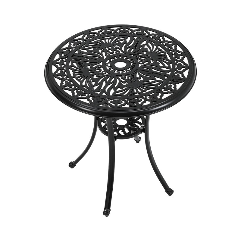 Kerkhoven Round Metal Outdoor Coffee Table With Umbrella Hole, 73cm H x 68cm L x 68cm W