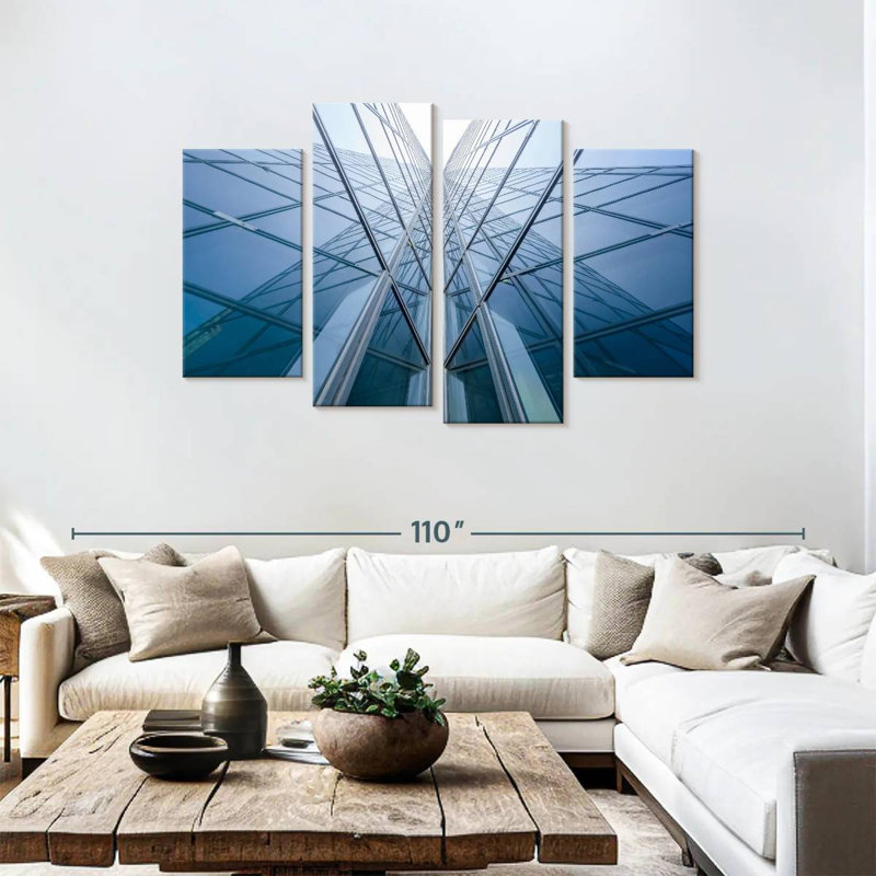 Lilie Modern Glass Building, 48" H x 75" W