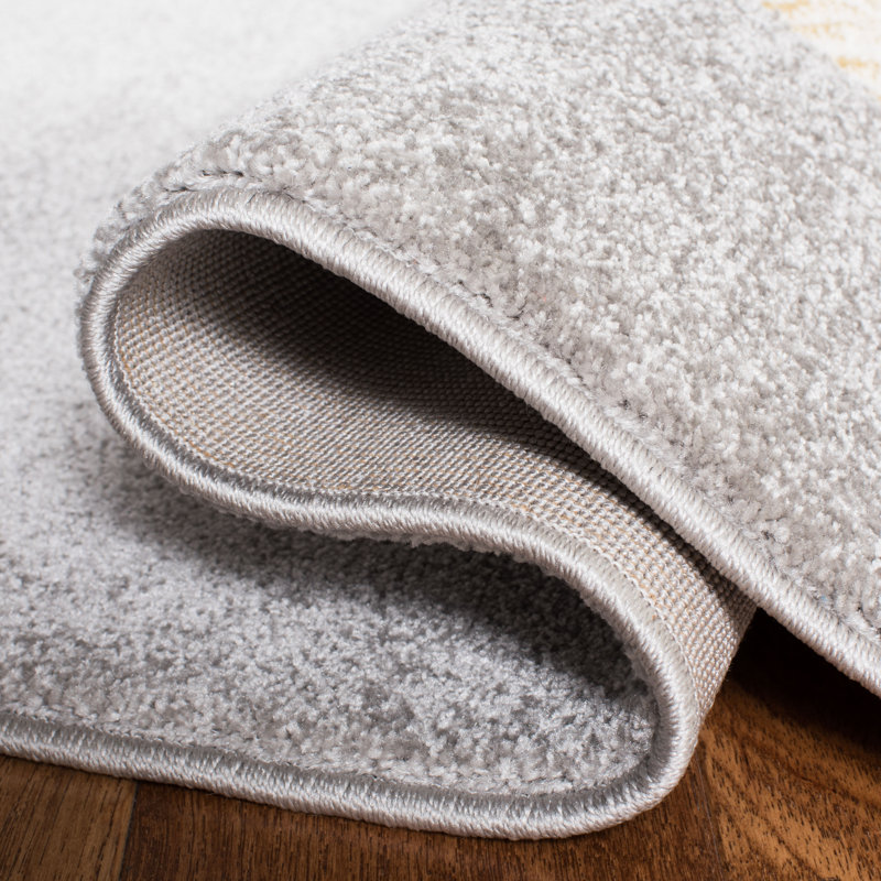 Tapis gris à imprimé animalier Burgan, Rond 8 pi