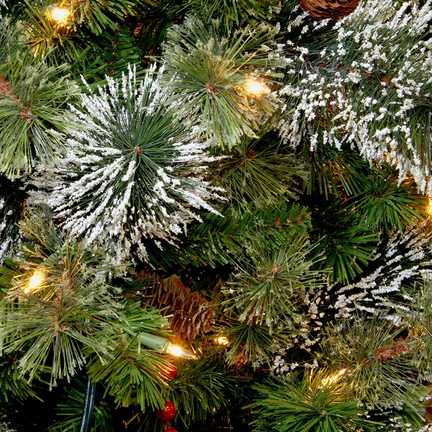 The Holiday Aisle® Wintry Pine Wreath with Clear Lights, 30" H x 30" W x 6" D