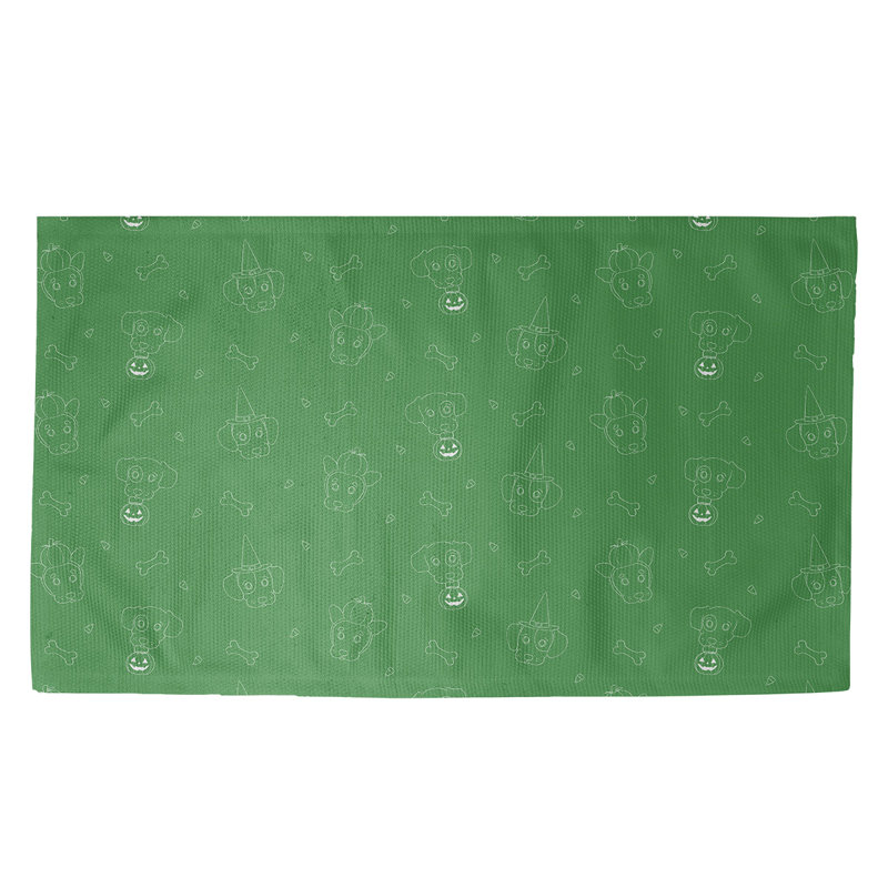 Tapis vert/blanc fait main, Rectangle 3 pi x 5 pi