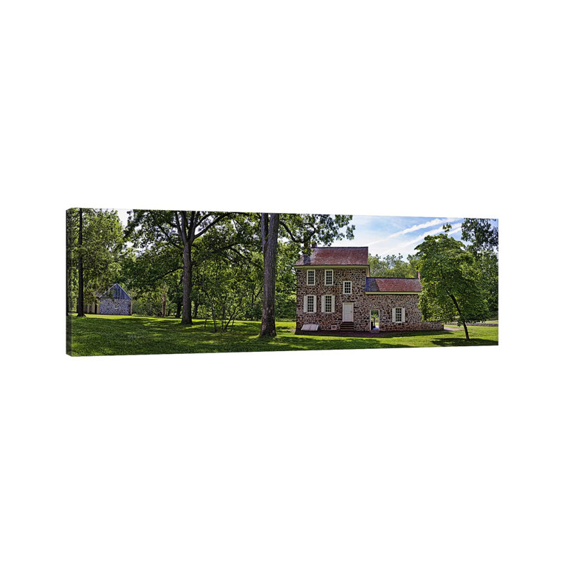 Facade Of A Building, Washington's Headquarters, Valley Forge National Historic Park, Philadelphia, Pennsylvania, USA - Wrapped Canvas Panoramic Print