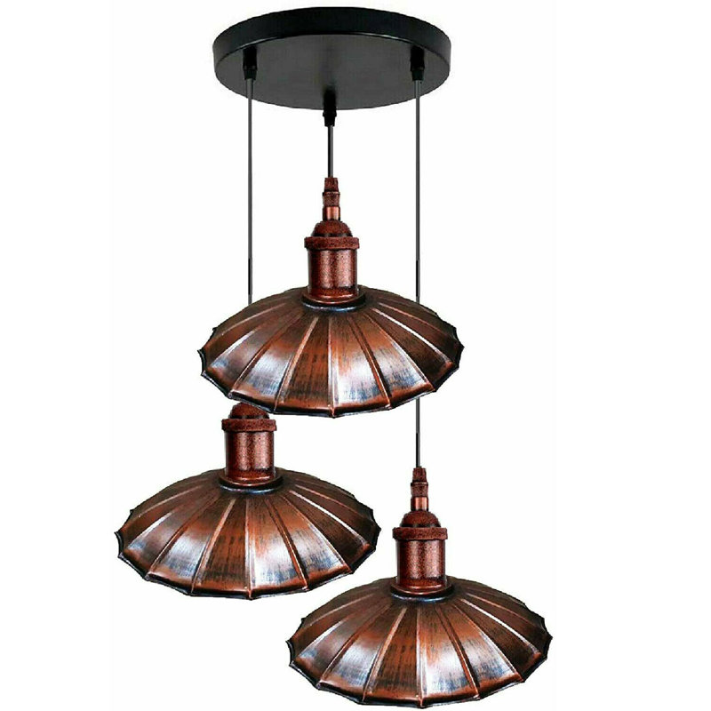Berea 3 - Light Cluster Pendant, Rustic Red, Black