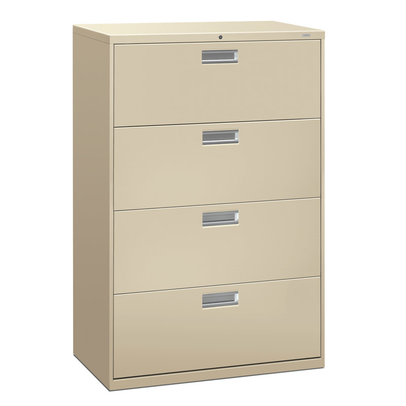 Beige 4-Drawer Lockable Lateral File Cabinet
