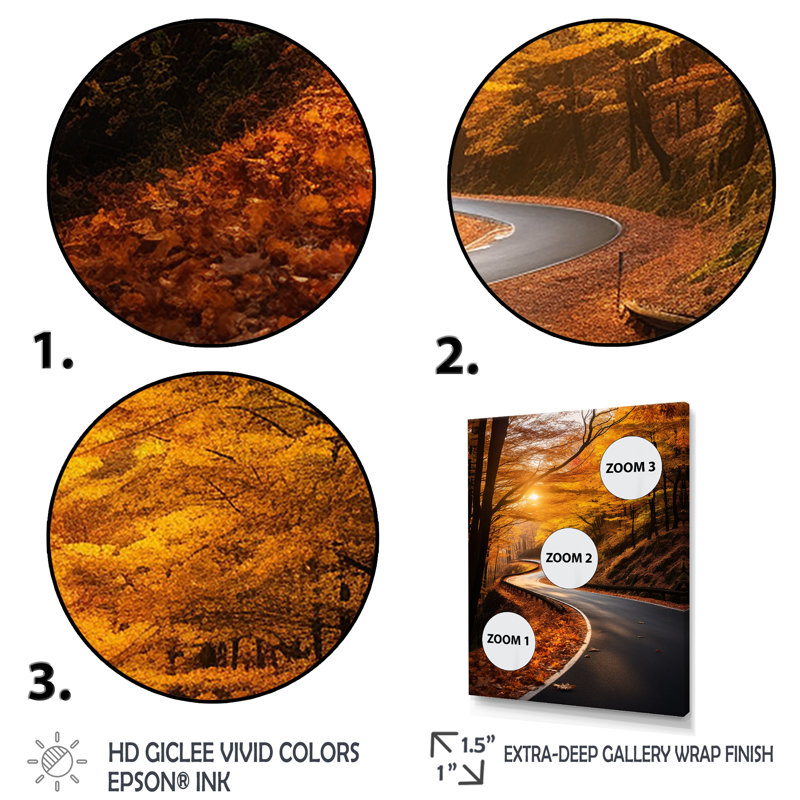 «Autumn's Road Into The Forest IV» - art mural route, Cadre flottant blanc, H 32 po x l 24 po x P 1 po