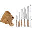 Shun Classic Blonde 7 Piece Block Set, Includes 5 Classic Blonde Knives, Honing Steel and Knife Block, Handcrafted Japanese Knife Set, Damascus Stainless Steel Cladding, Pakkawood Handle