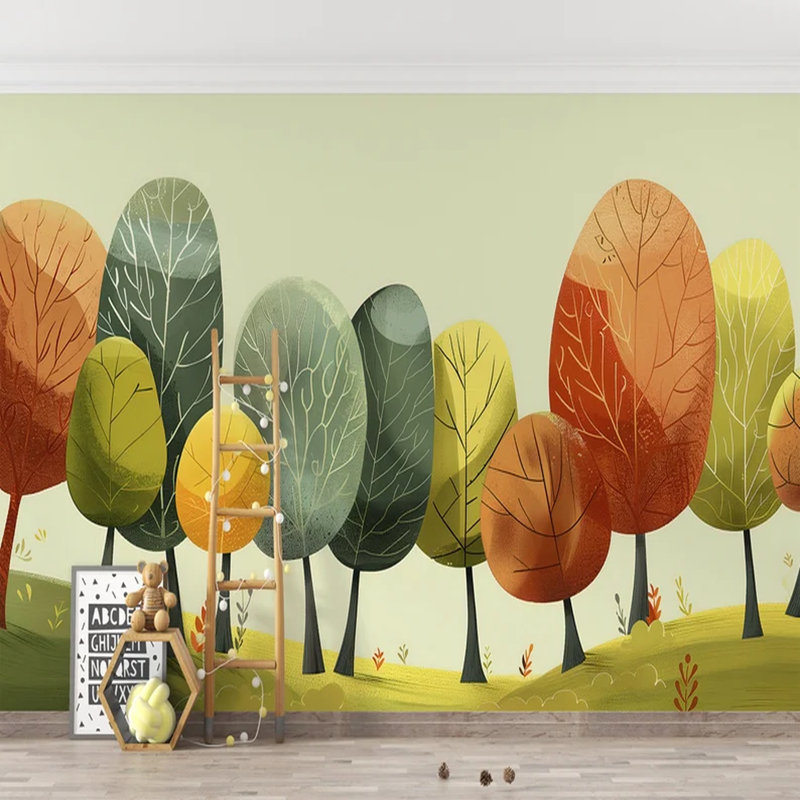 Whimsical Autumn Forest Wall Mural, 108" L x 192" W