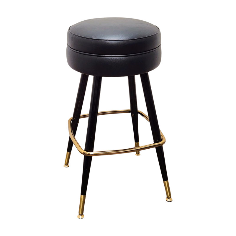 Signature Backless Swivel Bar Stool, Black