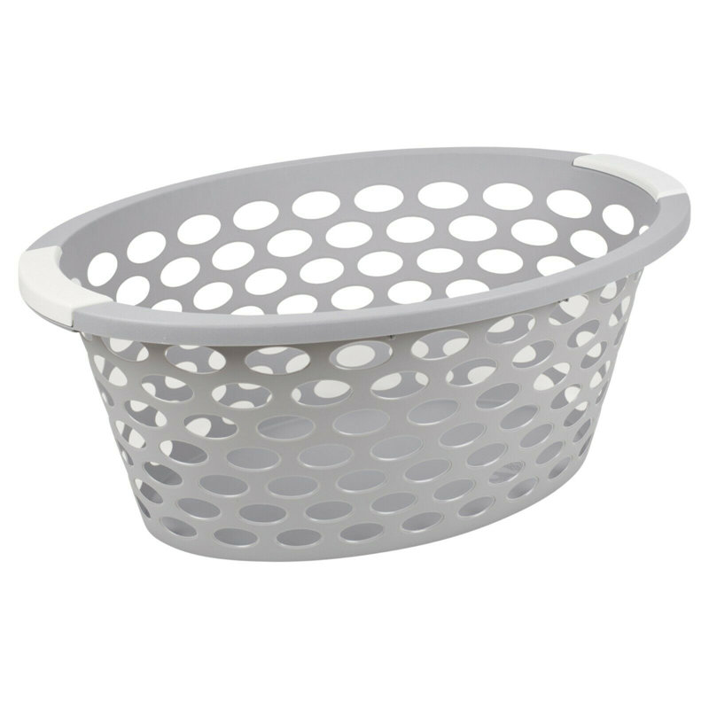 Plastic Laundry Basket with Handles, Grey 