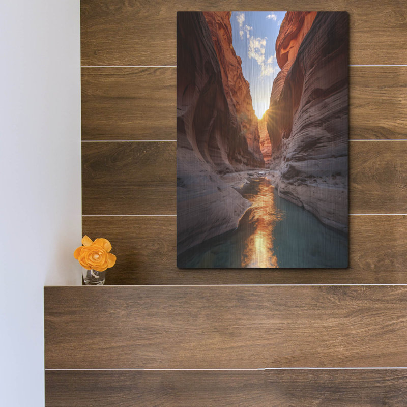 Union Rustic 'Cut In The Cliffs' by r3darch0n Metal Wall Art, 16" H x 12" W