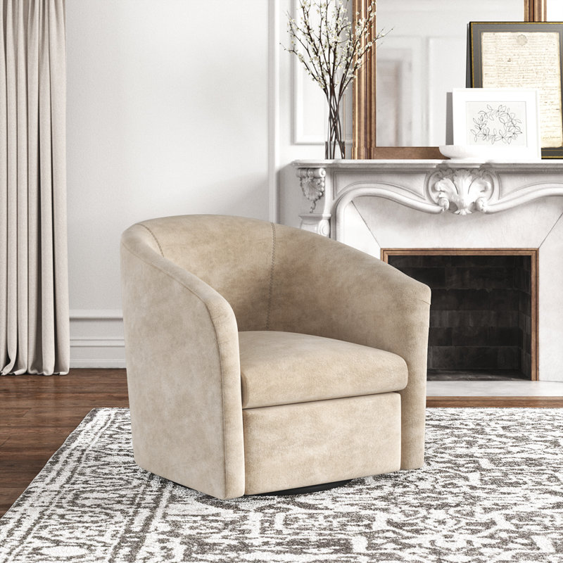 Karcher Upholstered Swivel Armchair, Sand Polyester