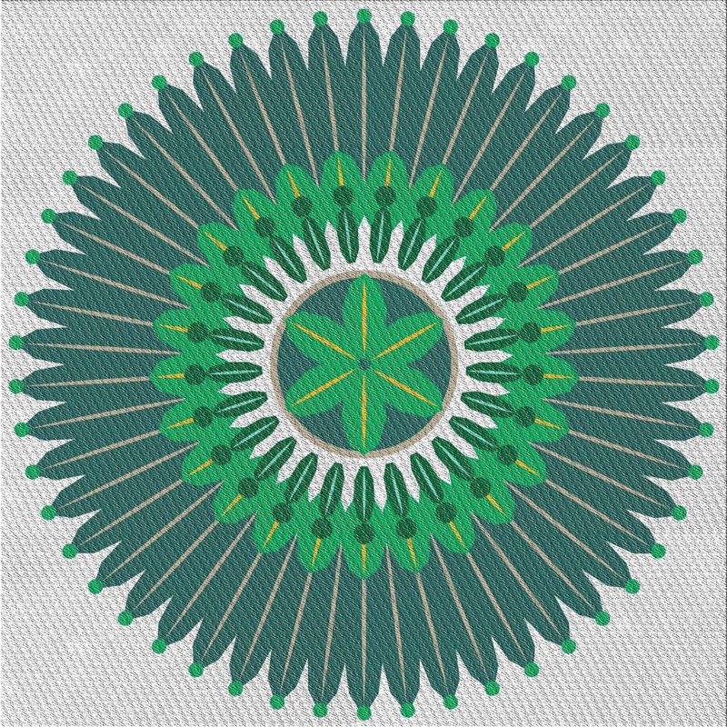 Laine tissée à la main orientale et polyester turquoise/vert/gris Tapis décoratif, Carré 8 pi