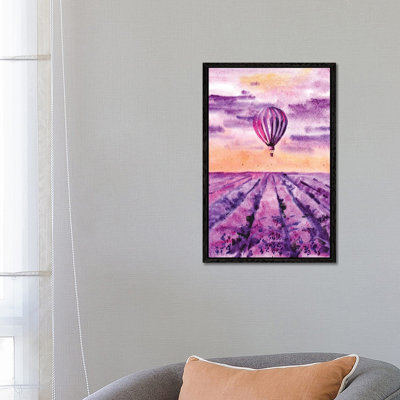 Hot Air Balloon Over Lavender Field by Nataly Mak - Gallery-Wrapped Canvas Giclée on Canvas