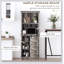 Buffet de cuisine autoportant rustique avec huche, armoire de rangement avec porte de grange coulissante