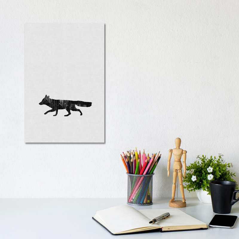 Fox B&W by Orara Studio - Wrapped Canvas Print, 30.48cm H x 20.32cm W x 1.91cm D