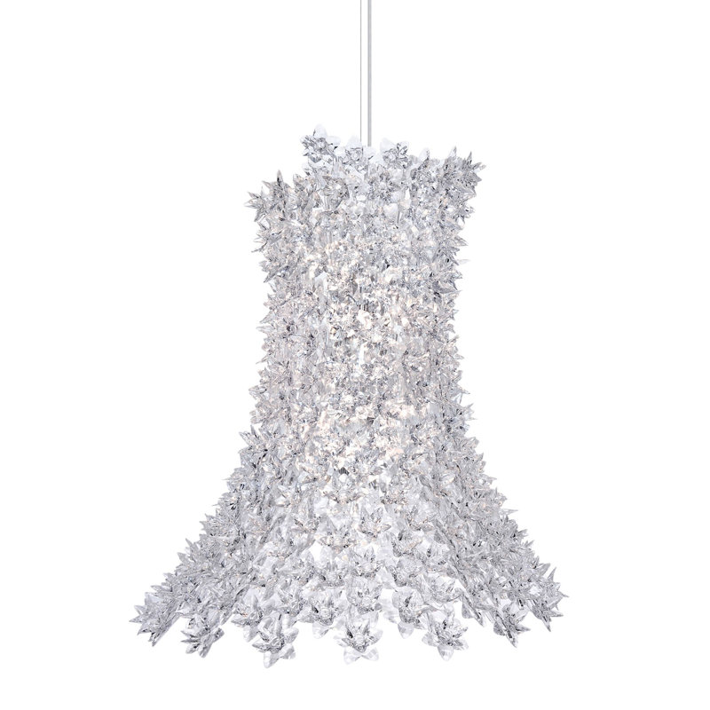 Luminaire suspendu Bloom, Cristal transparent, Blanc