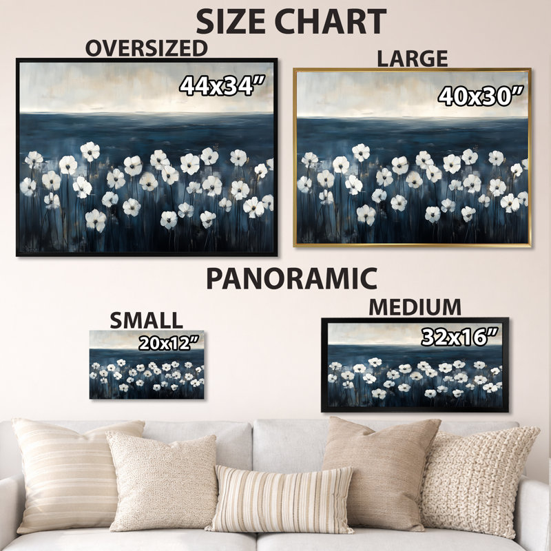 Jonquilles blanches à tiges noires - Décoration murale florale sur toile, 30" H x 40" W, Wrapped Canvas