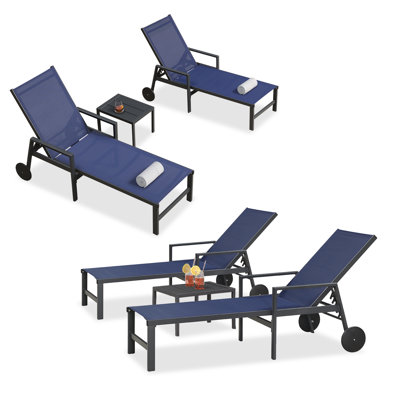 Chaise longue inclinable longue de 76,77 po Jahnya