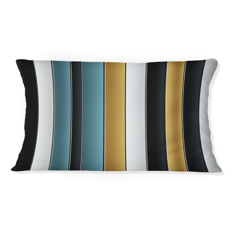 Motif à rayures vertes et dorées - Coussin décoratif à rayures