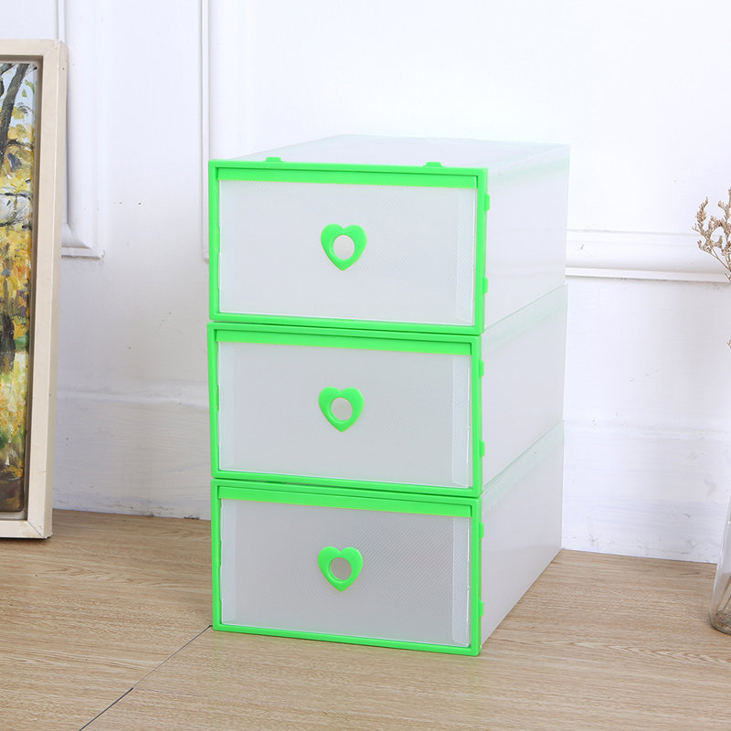 Boîte à chaussures pliable en plastique transparent, Vert