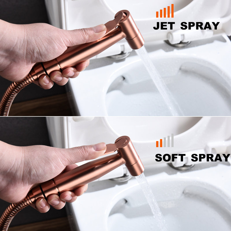 Handheld Rose Gold Metal Bidet For Toilet, Ensures Superior Cleaning With Adjustable Spray Power And Rust Protection Corrosion, Enhances Bathroom Hygiene Convenience
