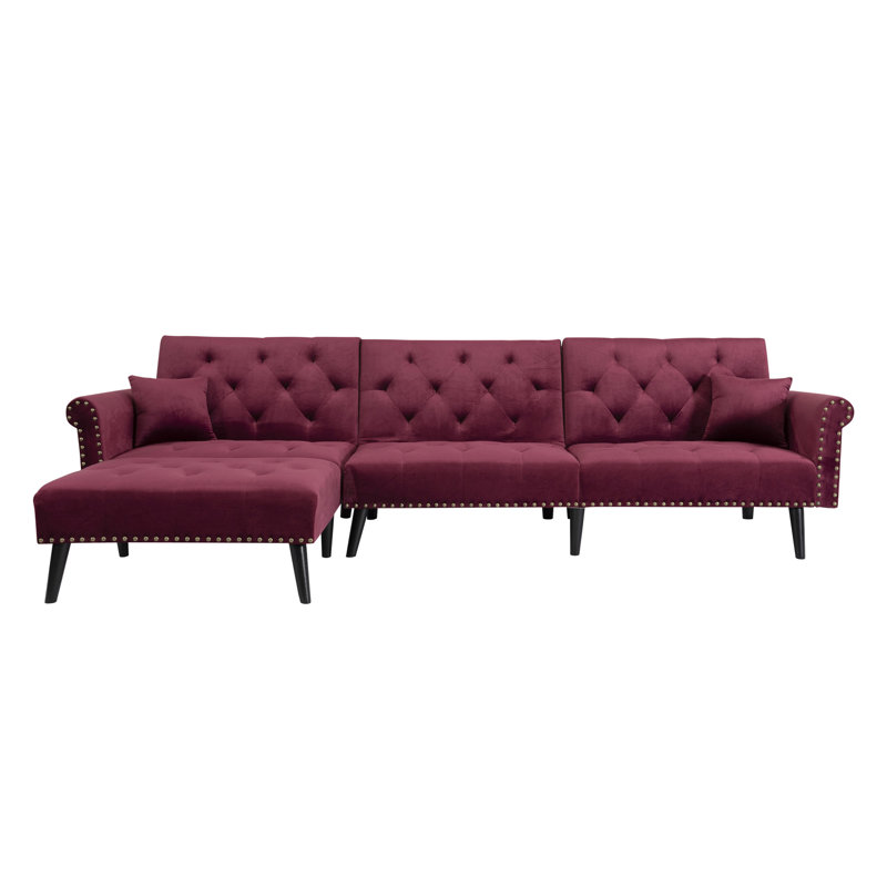 Canapé-lit 114,5 po, Velours rouge
