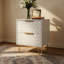 Ensemble de 2 tables de chevet avec armoire murale luxueuse et légère: 2 tiroirs, rail de support inférieur, pieds et poignées dorés, estampé en 3D, pour chambre à coucher / salon / bureau
