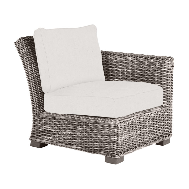 Rustic Patio Lounge Chair with Cushions, No Welt, Oyster, Natural White