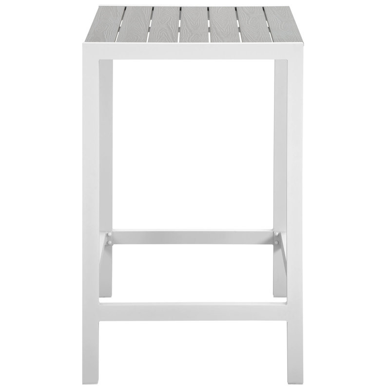 Maine White and Light Gray Aluminum Outdoor Bar Table