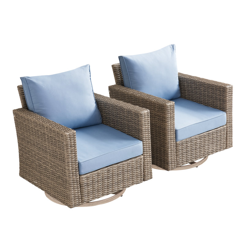 Chaise de patio berçante pivotante avec coussins (ensemble de 2), Bleu