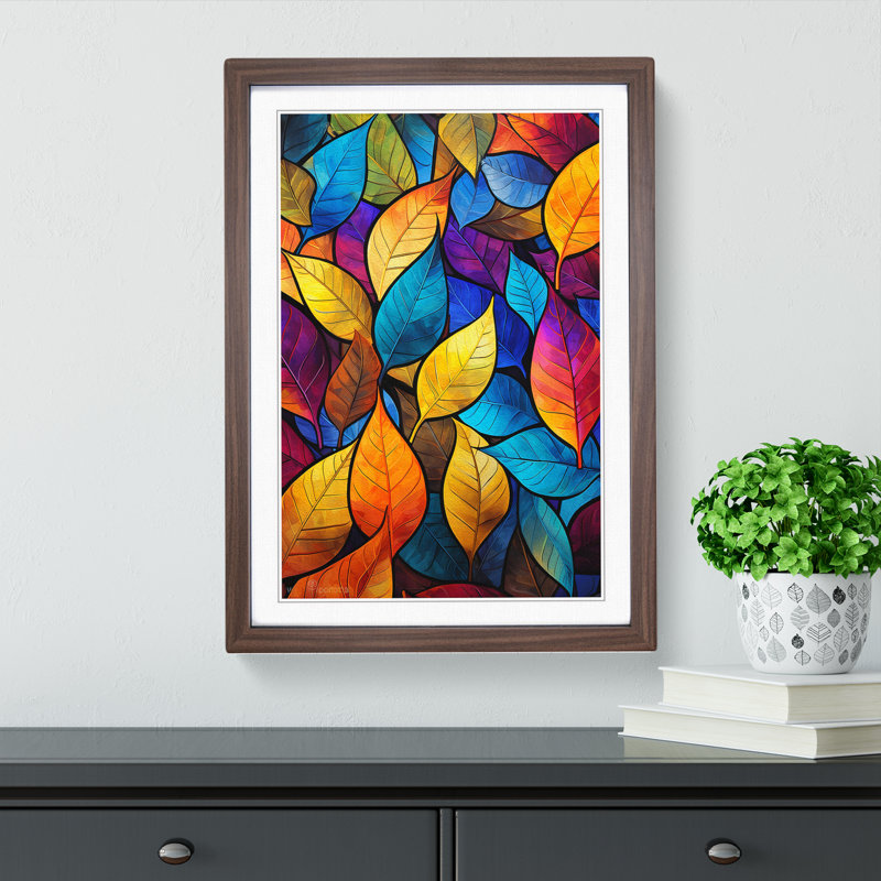 Leaf Abstract - Framed Print, Walnut, 46cm H x 34cm W x 2cm D