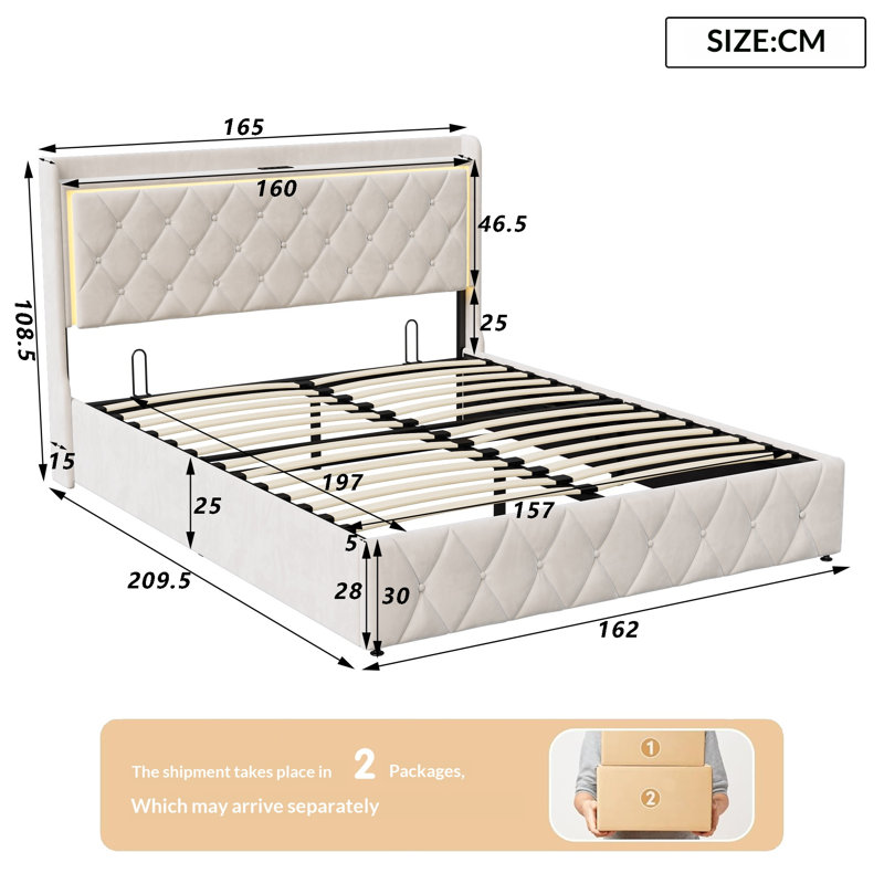 Ottoman Storage Bed, European Kingsize (160 x 200 cm)
