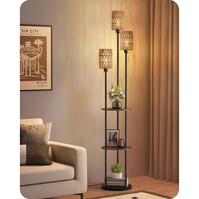 Lampe de table sur pied 70,9 "à intensité variable Boho avec 3 lumières et interrupteur au pied
