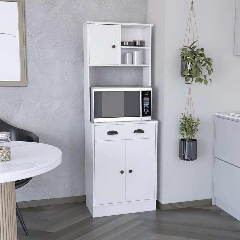Garde-manger avec tiroir et 3 portes, blanc - Cuisine, Blanc