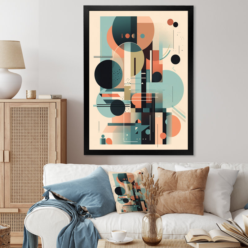 «Green Peach Elegance» - Décoration murale minimaliste, Cadre photo noir, H 20 po x l 12 po x P 1 po