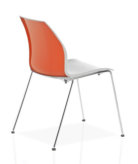 Chaise d'invité à 4 pieds Vortex, Orange / Blanc
