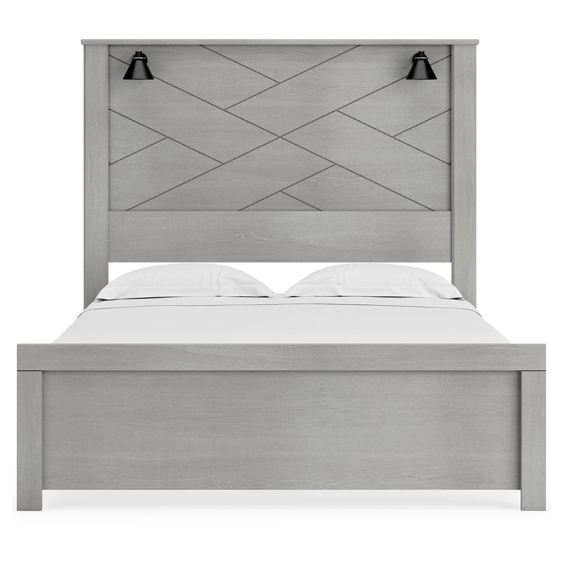 Cottonburg Queen Wood Frame Bed with Light Gray Headboard