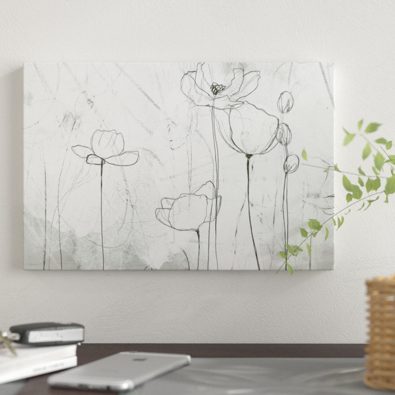 «Poppy Sketches II», reproduction sur toile, H 12 po x l 18 po x P 1,5 po, Toile tendue, Pas de tapis