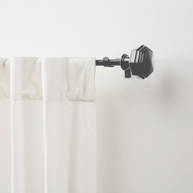 Matte Nickel Adjustable Curtain Rod with Finials, 36-66 Inches