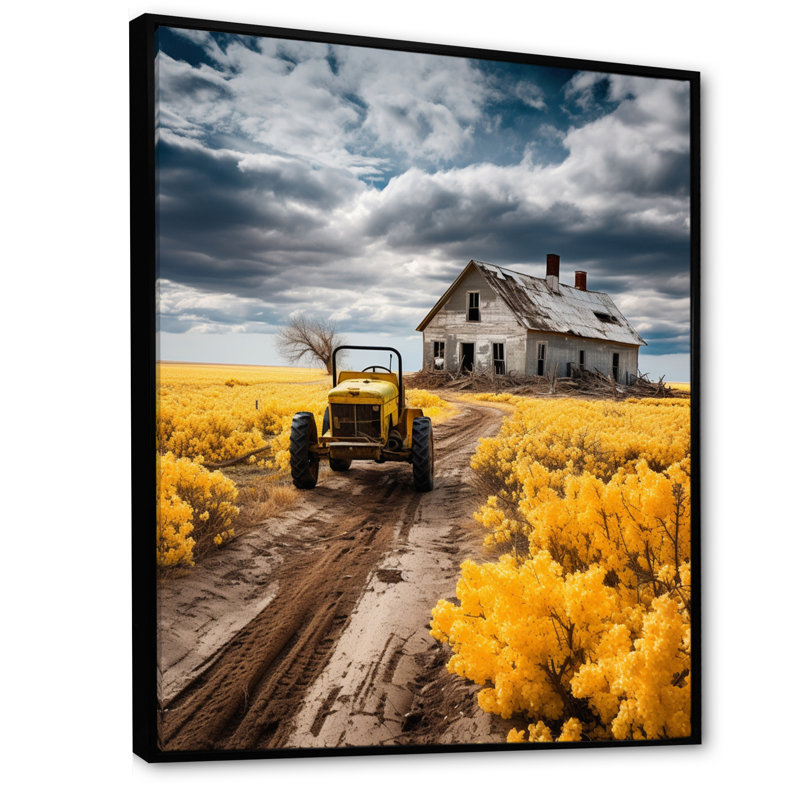 Farmhouse Tractor Countryside Haven I, H 20 po x l 12 po x P 1 po, Cadre flottant noir