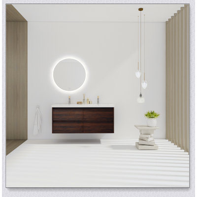 Meuble-lavabo de salle de bain avec lavabo double, lavabo en résine, 4 tiroirs à fermeture en douceur