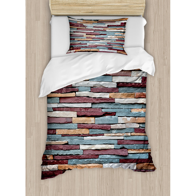 Rustic Geometric Shapes Duvet Cover, Twin Duvet Cover + 1 Standard Sham