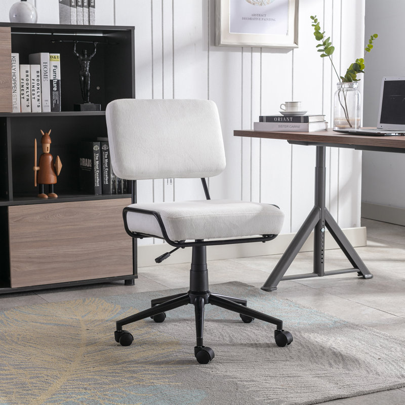 Chaise de bureau Candido, Beige, Velours