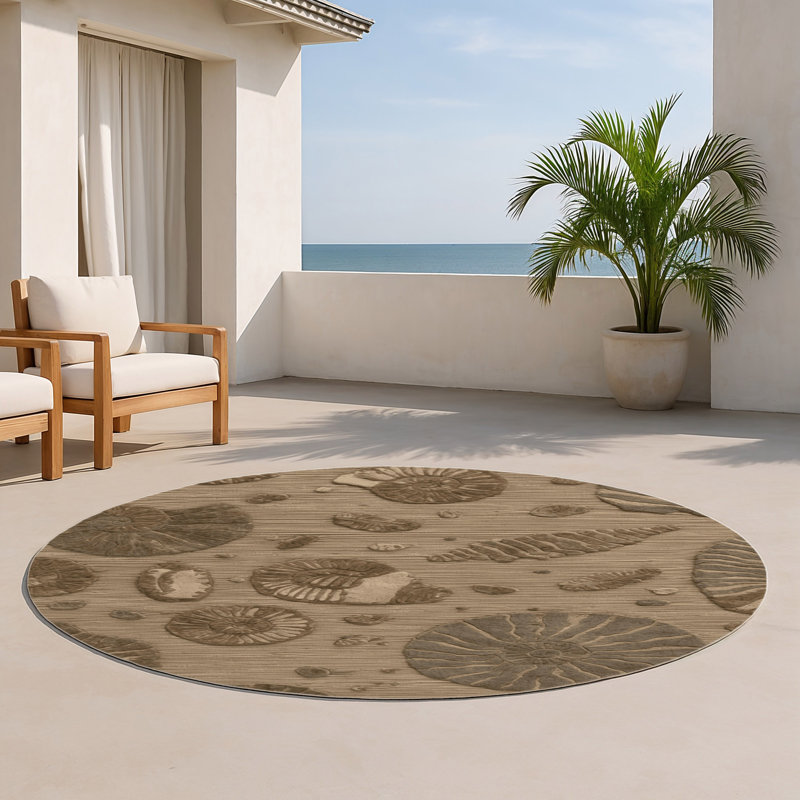 Tapis d'intérieur et d'extérieur brun Nature, Rond 5 pi