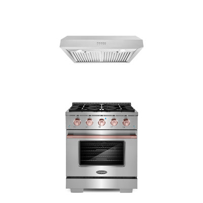 Cosmo 2 Piece Kitchen Appliance Package with 30'' Gas Freestanding Range , and Under Cabinet Range Hood -  COS-3PKG-514